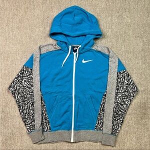 Nike Blue and Gray Patterned Hoodie